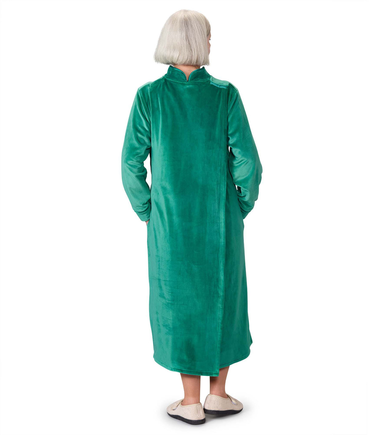 Women's Open Back Plush Nightgown with Zip Front - Silverts 27