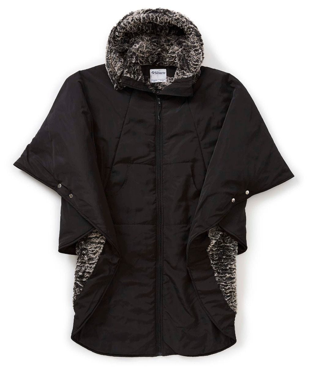 Unisex Luxurious Fur-Lined Winter Wheelchair Cape - Silverts 5