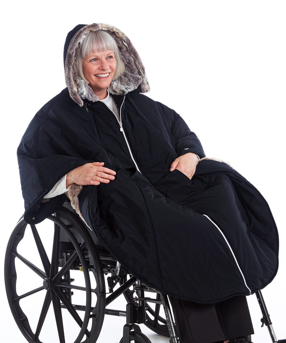 Unisex Luxurious Fur-Lined Winter Wheelchair Cape - Silverts 13