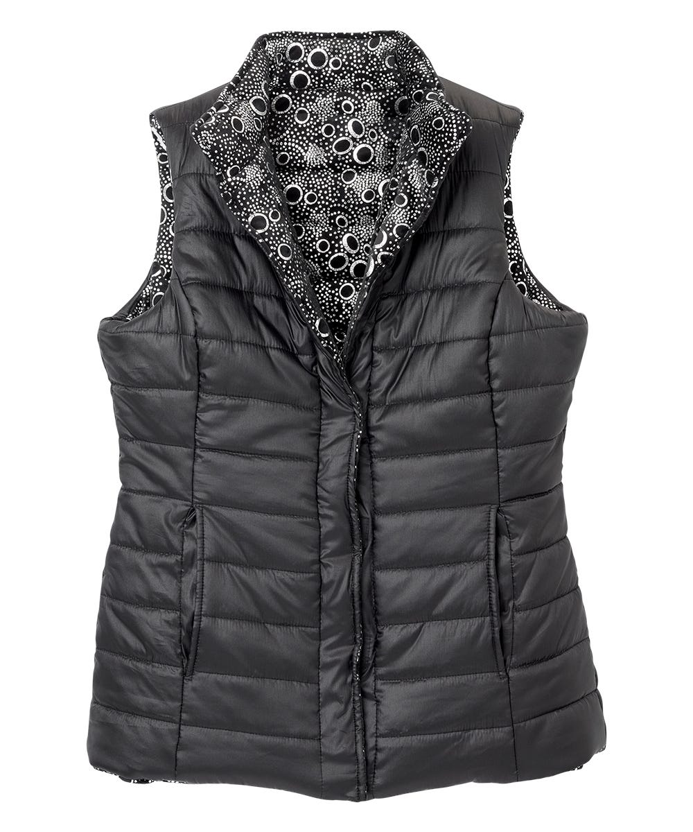 Women's Reversible Magnetic Snap Front Puffer Vest - Silverts 16