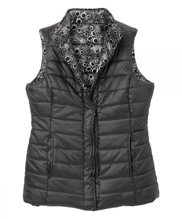 Women's Reversible Magnetic Snap Front Puffer Vest - Silverts 5