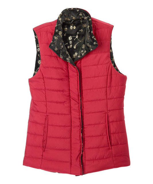 Women's Reversible Magnetic Snap Front Puffer Vest - Silverts 1