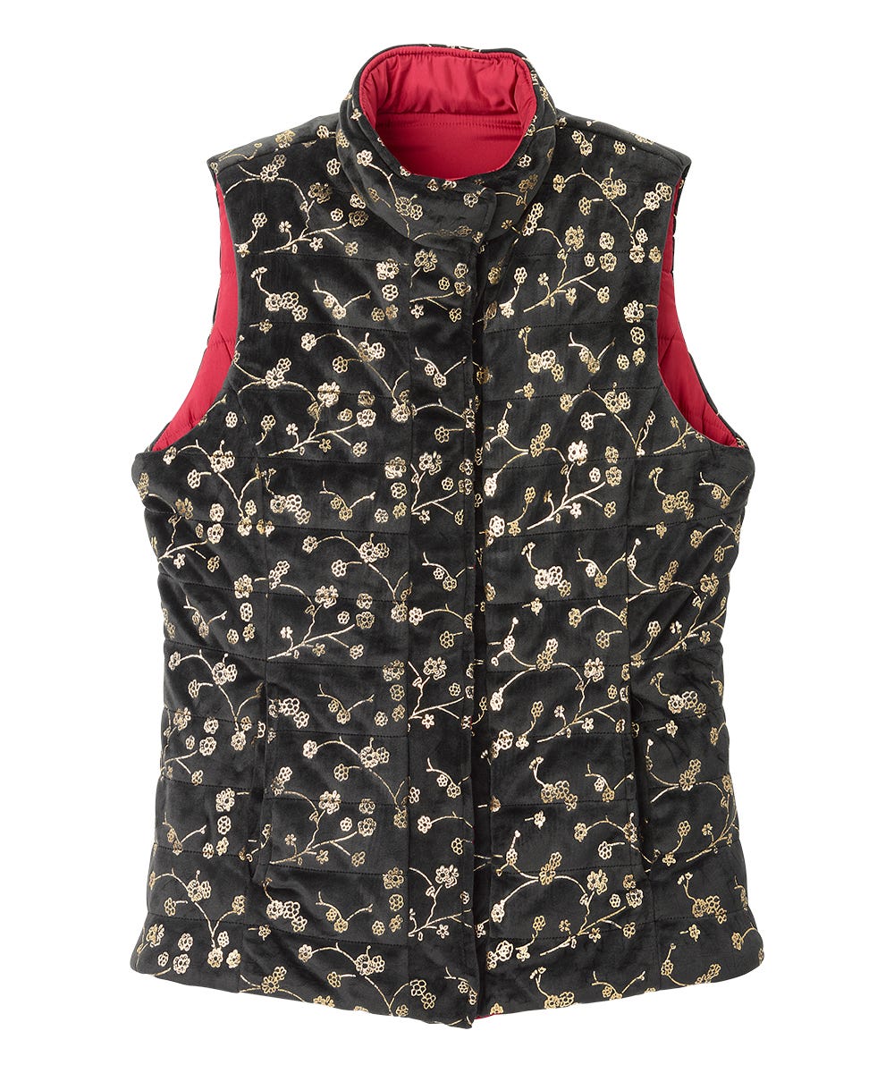 Women's Reversible Magnetic Snap Front Puffer Vest - Silverts 8