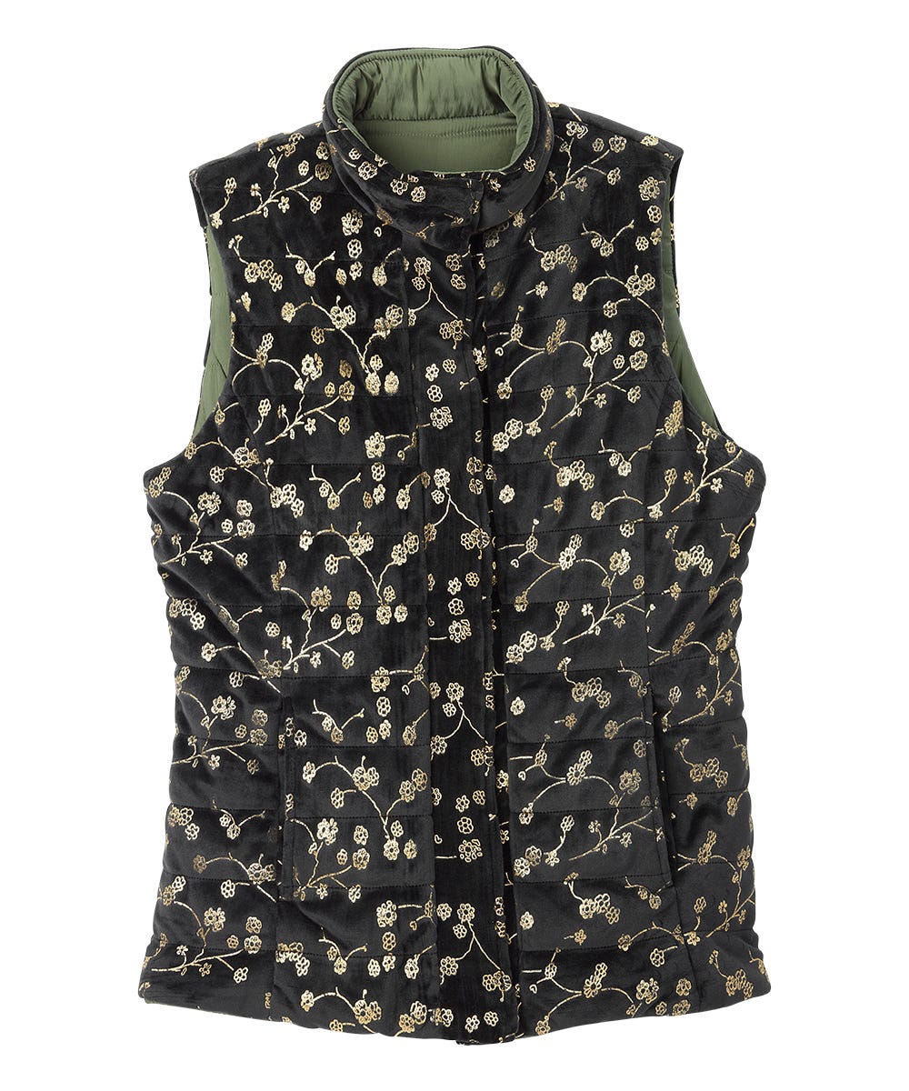 Women's Reversible Magnetic Snap Front Puffer Vest - Silverts 25