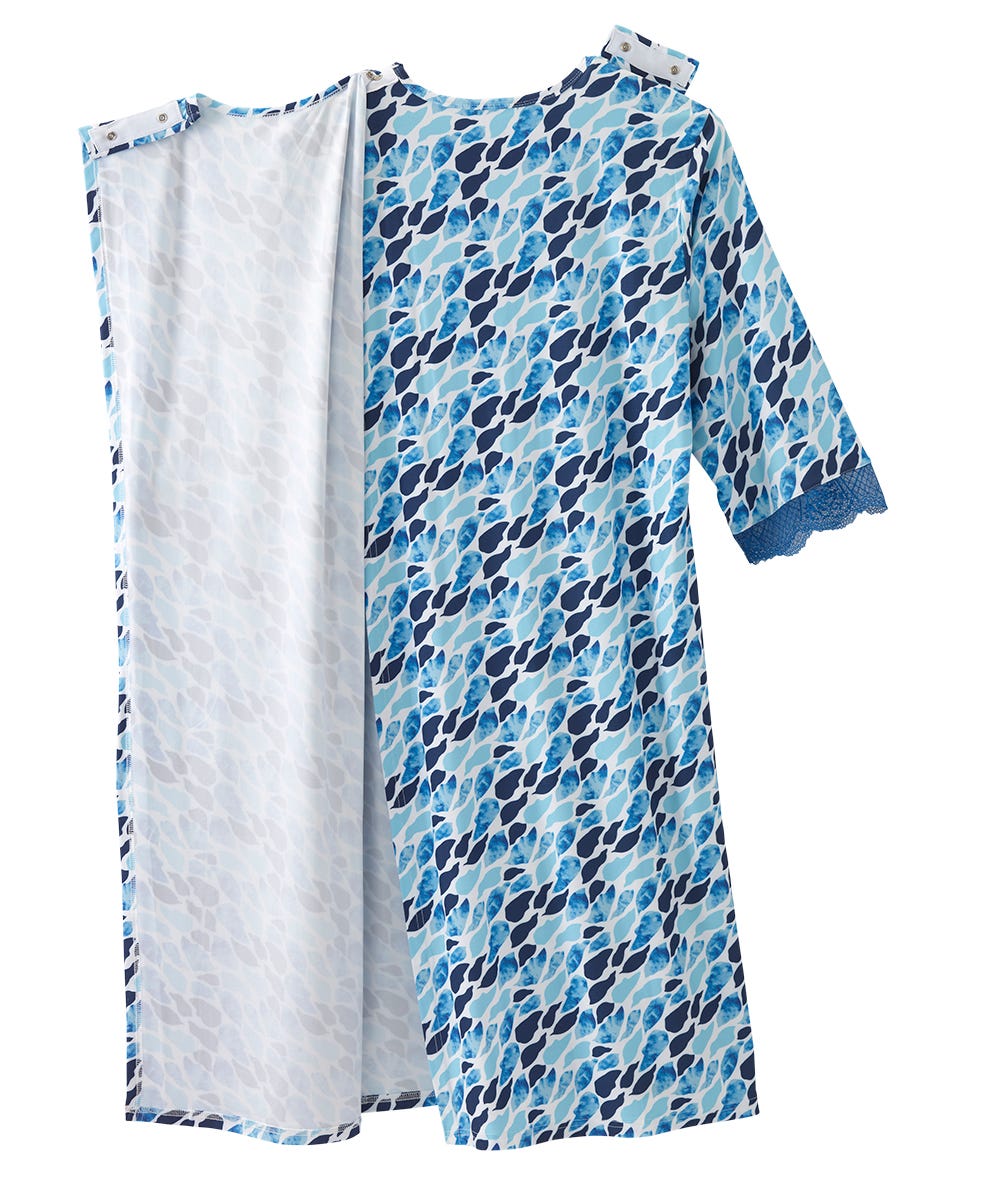 Women's Open Back V-Neck Lace Trim Nightgown - Silverts 26