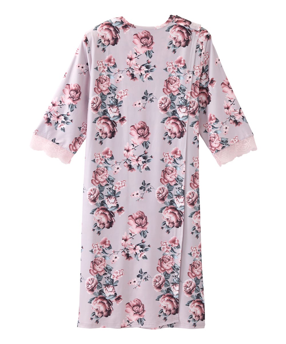 Women's Open Back V-Neck Lace Trim Nightgown - Silverts 5