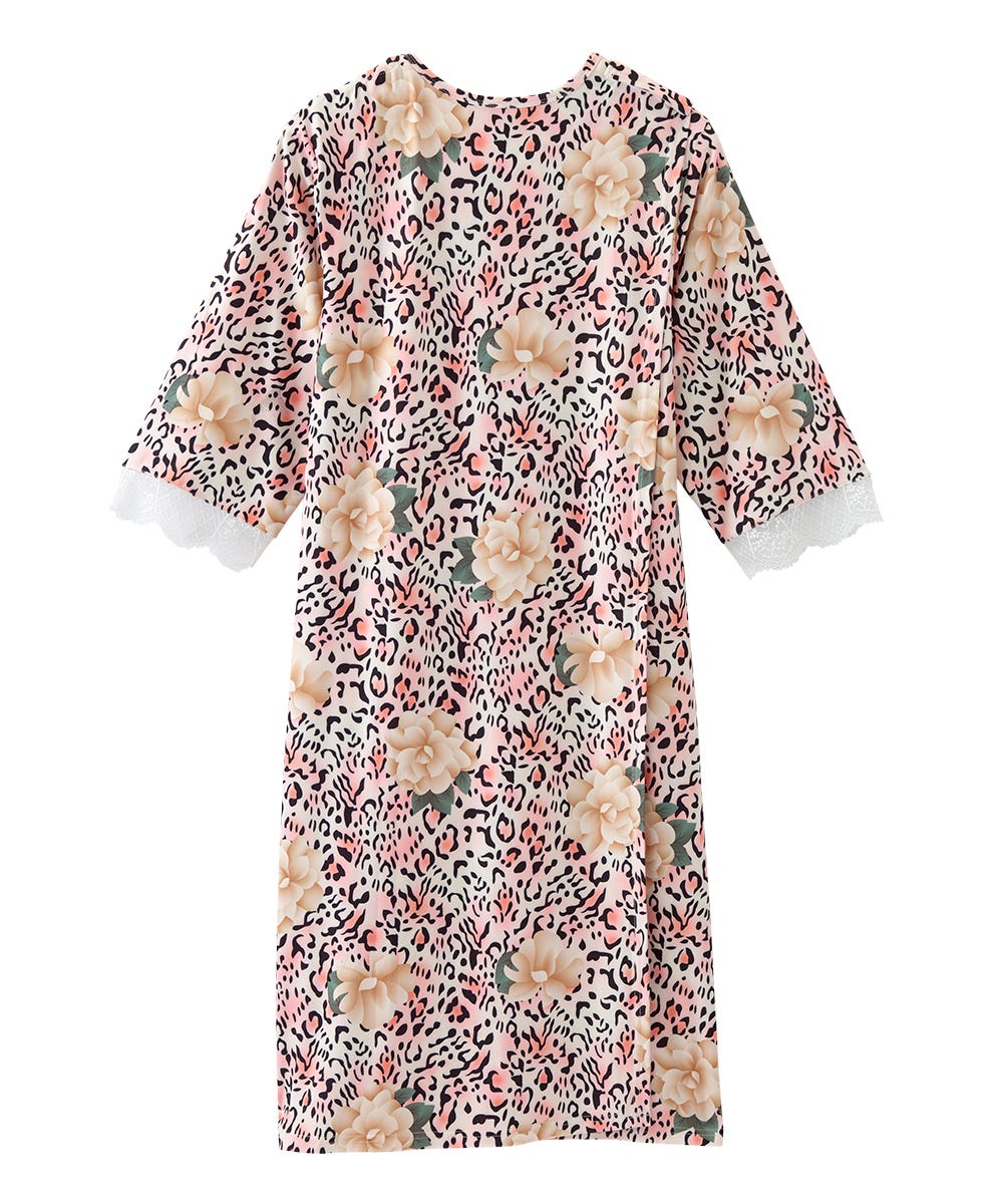 Women's Open Back V-Neck Lace Trim Nightgown - Silverts 28
