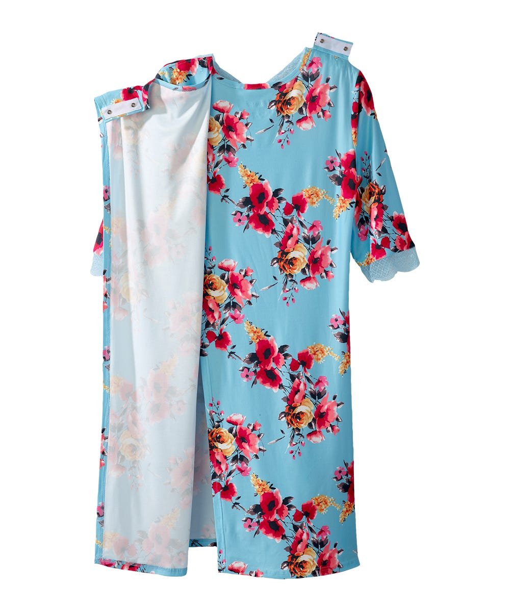 Women's Open Back V-Neck Lace Trim Nightgown - Silverts 15