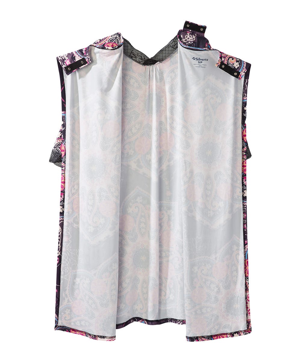 Women's Open Back V-Neck Lace Trim Nightgown - Silverts 22