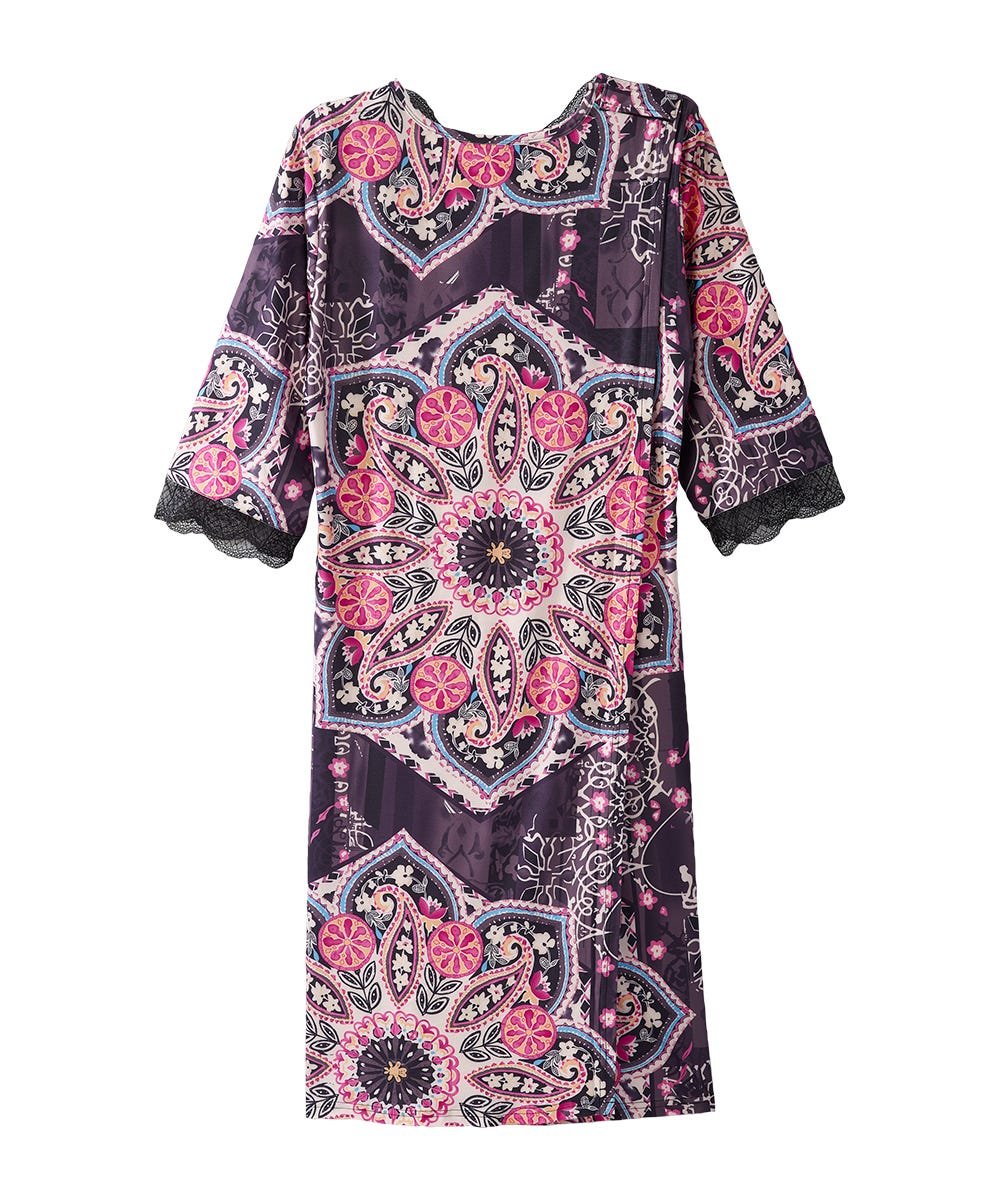 Women's Open Back V-Neck Lace Trim Nightgown - Silverts 23