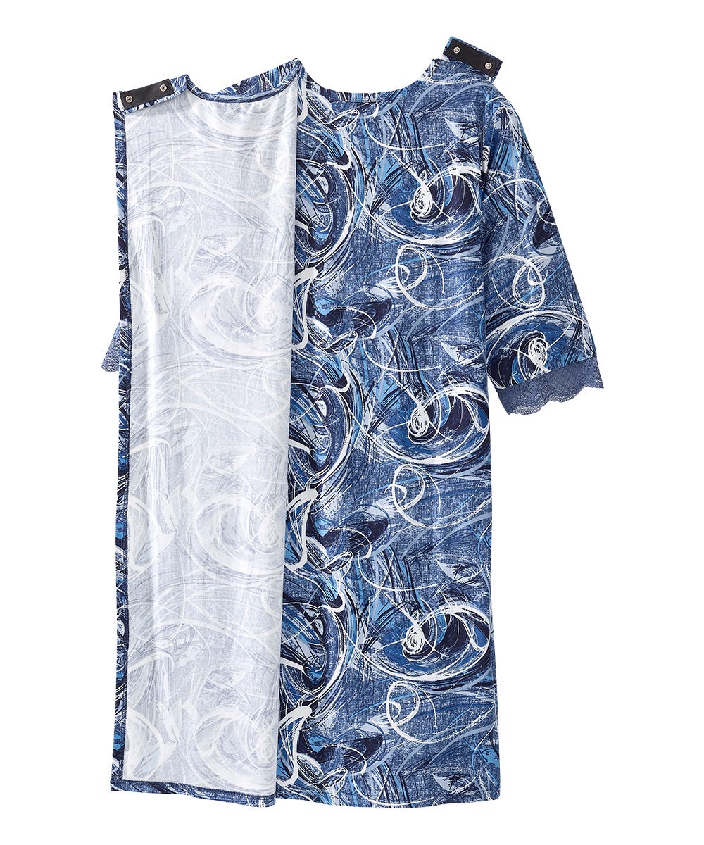 Women's Open Back V-Neck Lace Trim Nightgown - Silverts 7