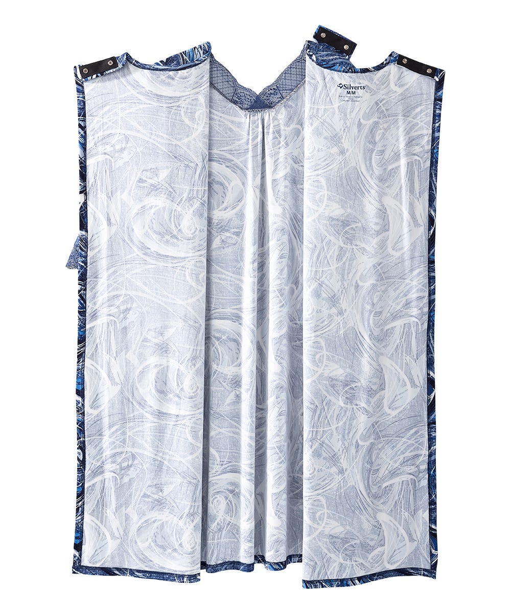 Women's Open Back V-Neck Lace Trim Nightgown - Silverts 8