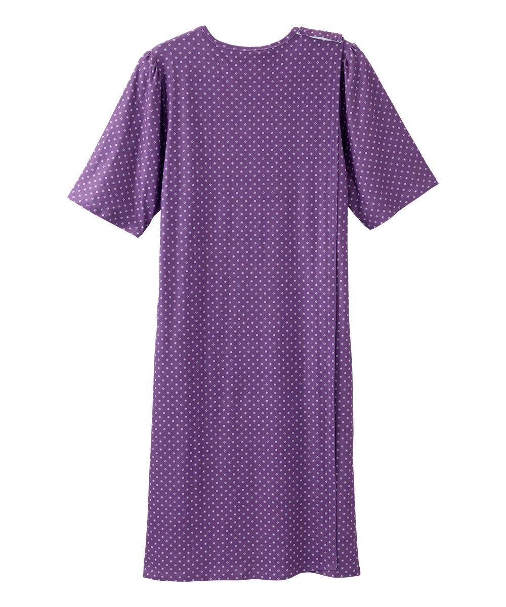 Women's Open Back Lace Trim Nightgown with Pockets - Silverts 10
