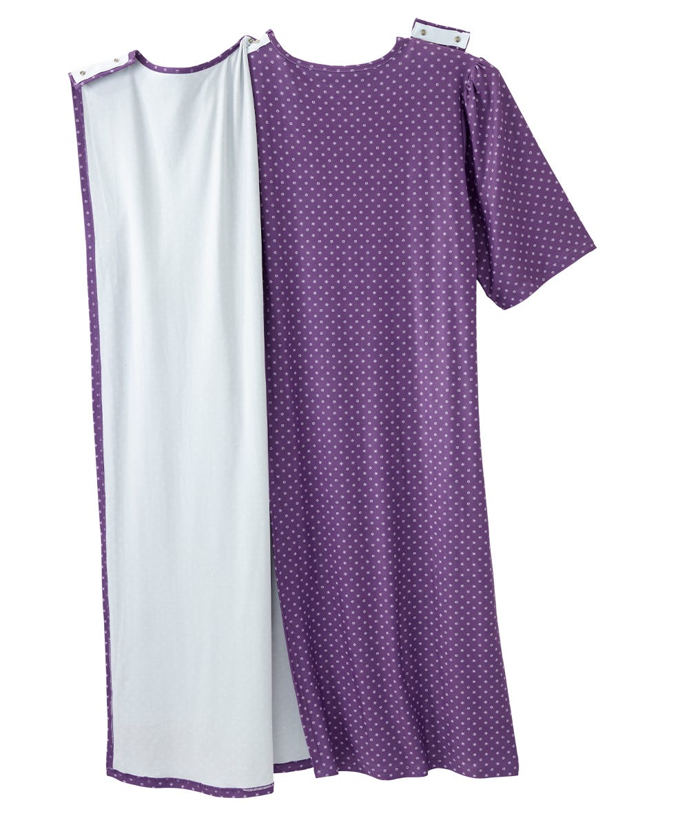 Women's Open Back Lace Trim Nightgown with Pockets - Silverts 9