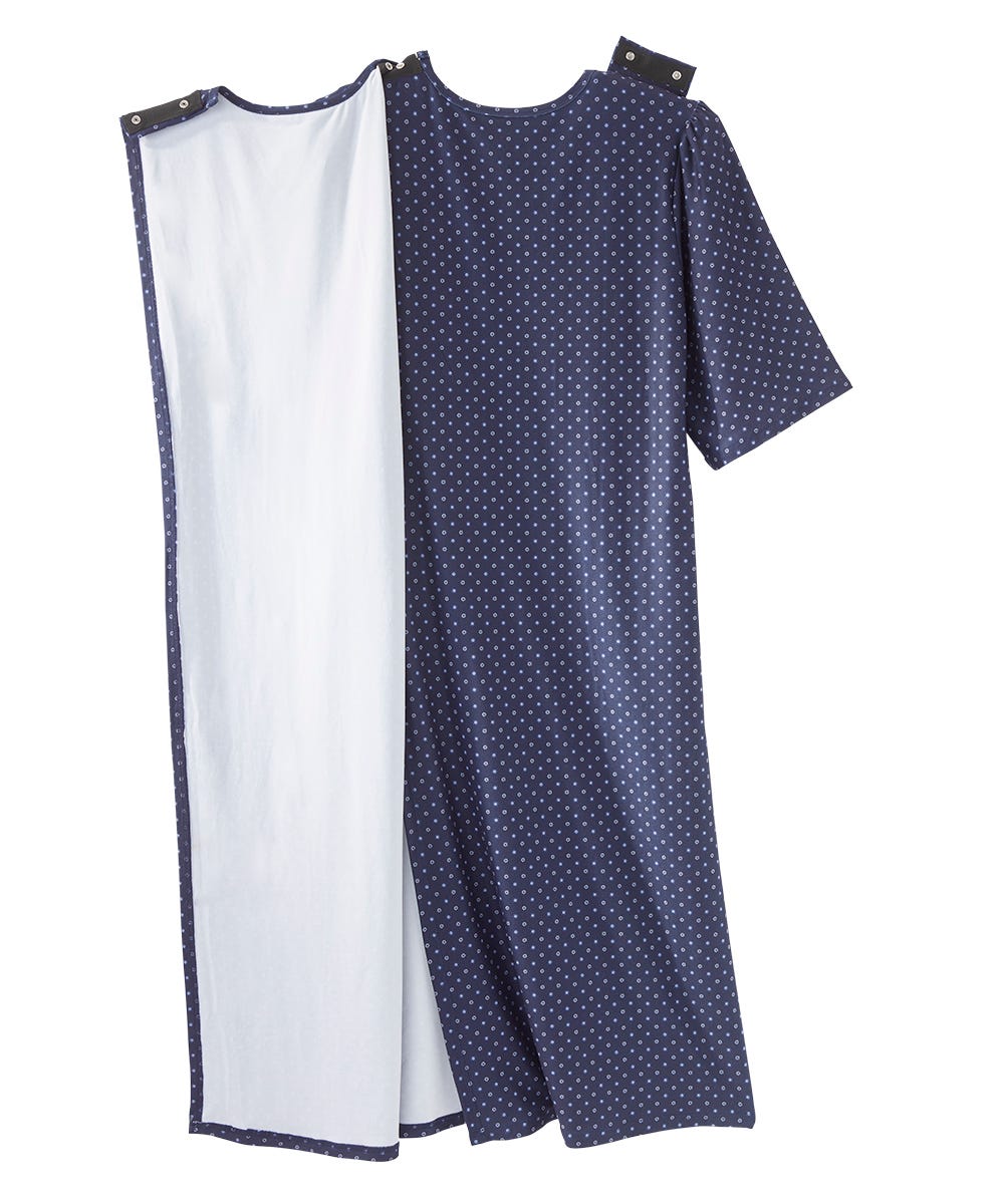 Women's Open Back Lace Trim Nightgown with Pockets - Silverts 17