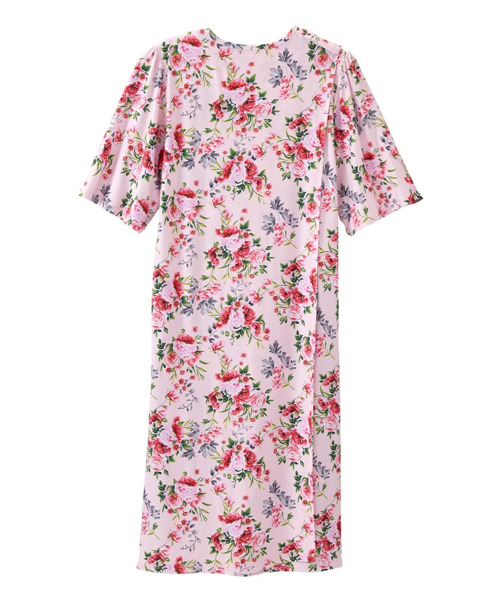 Women's Open Back Lace Trim Nightgown with Pockets - Silverts 14
