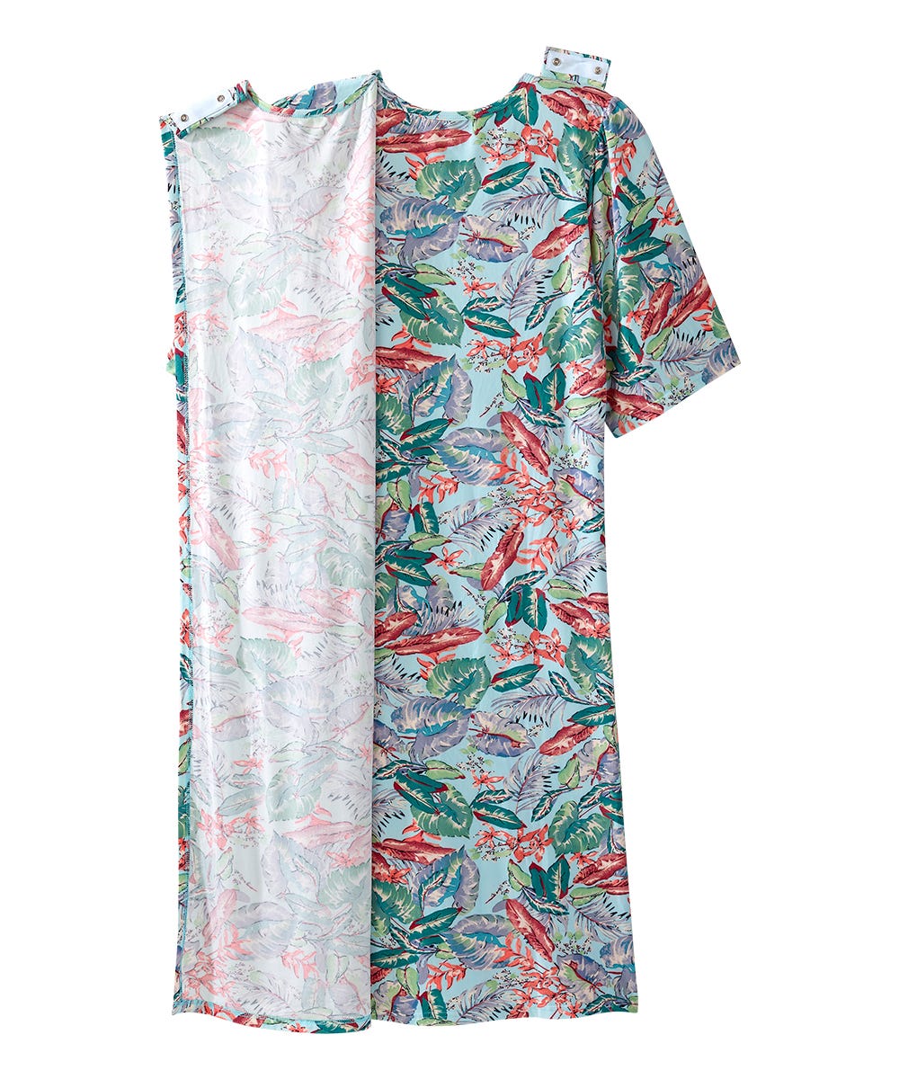 Women's Open Back Lace Trim Nightgown with Pockets - Silverts 21