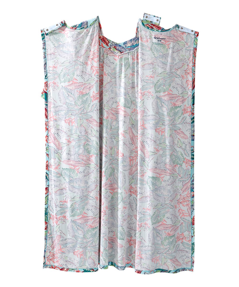Women's Open Back Lace Trim Nightgown with Pockets - Silverts 22