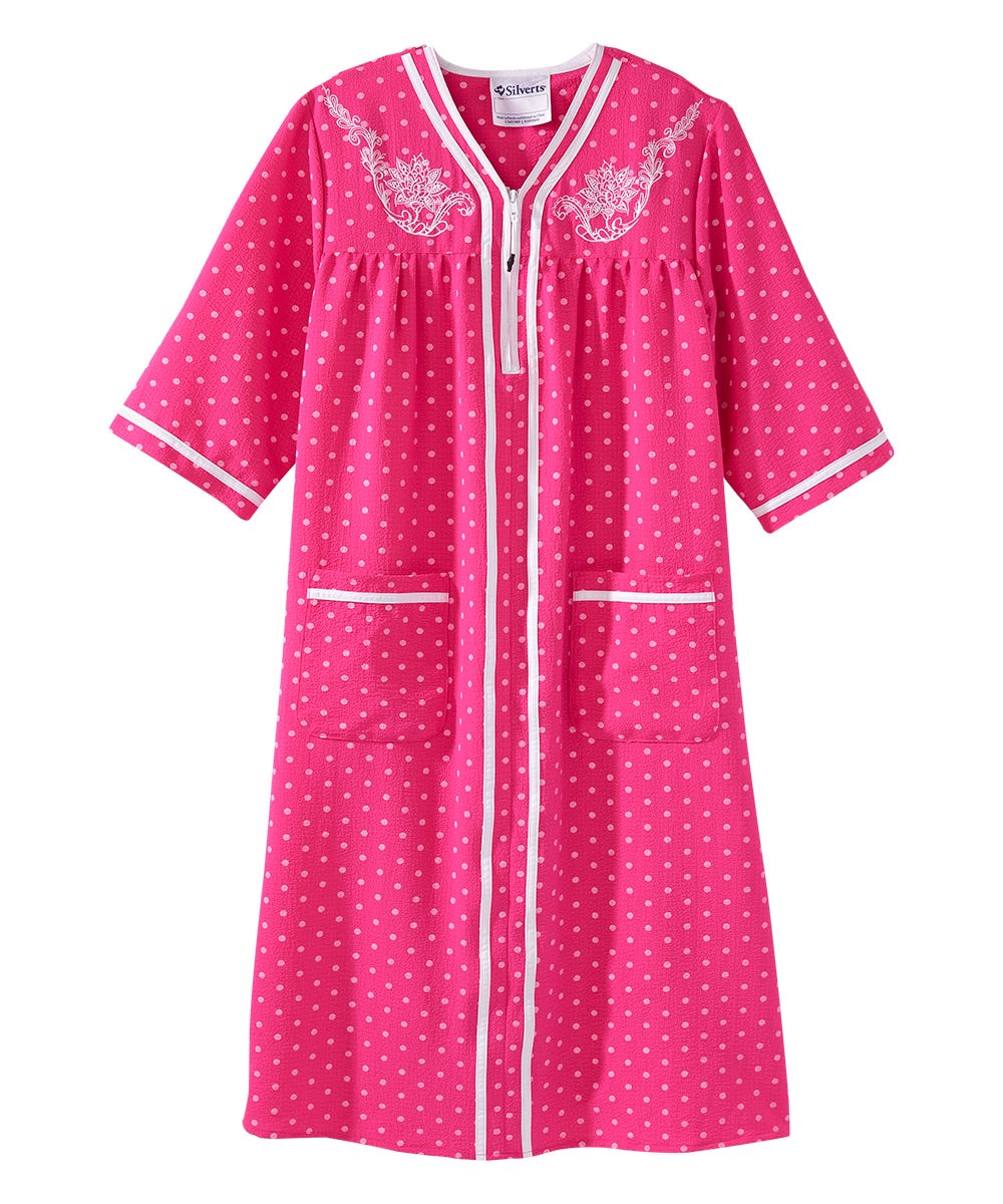 Women's Open Back Nightgown with Quarter-Zip - Silverts 8