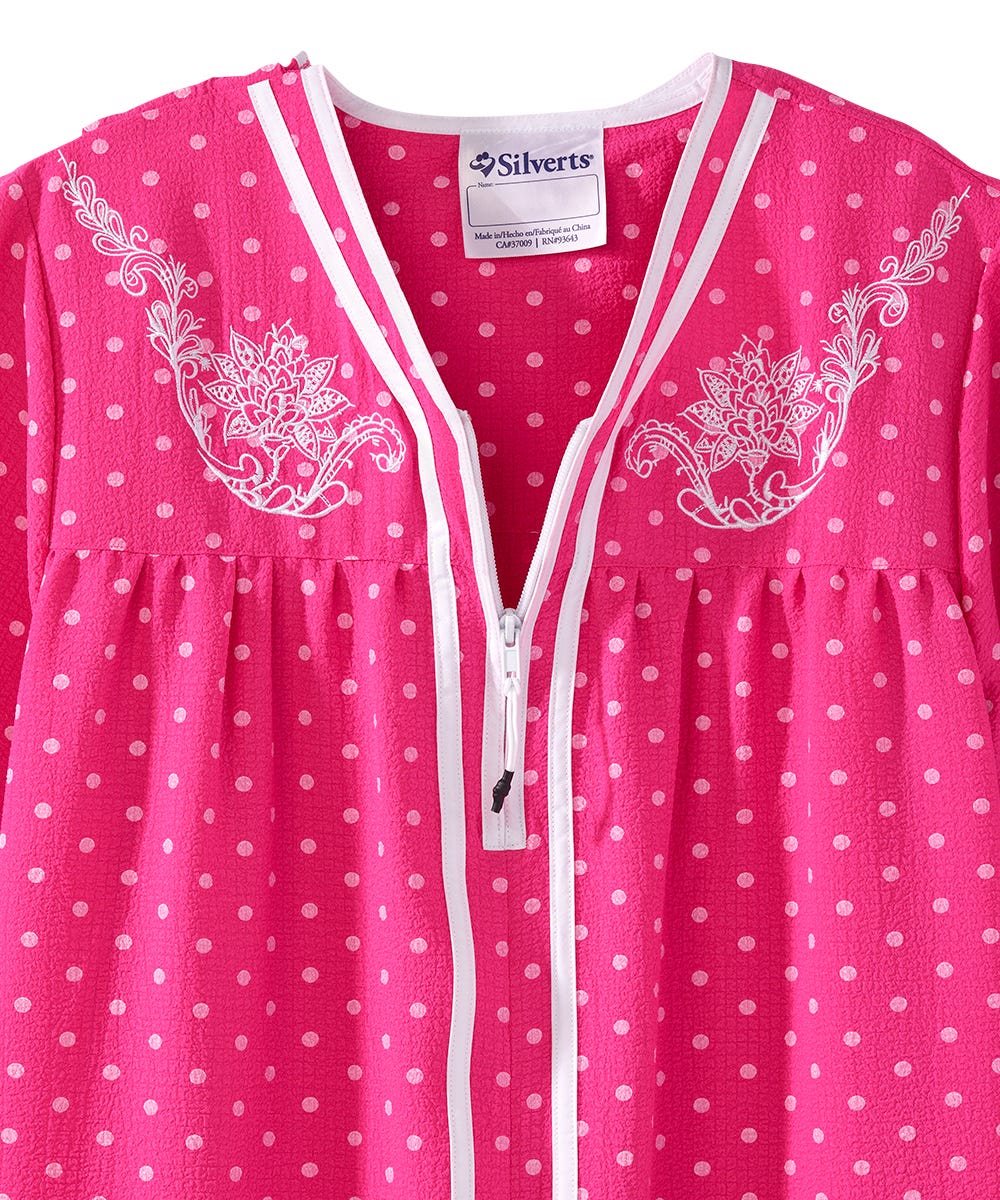 Women's Open Back Nightgown with Quarter-Zip - Silverts 12
