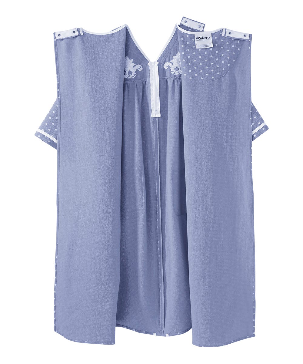 Women's Open Back Nightgown with Quarter-Zip - Silverts 6