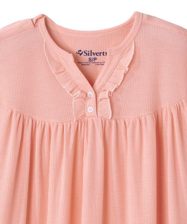 Women's Open Back Waffle Knit Nightgown - Silverts 5