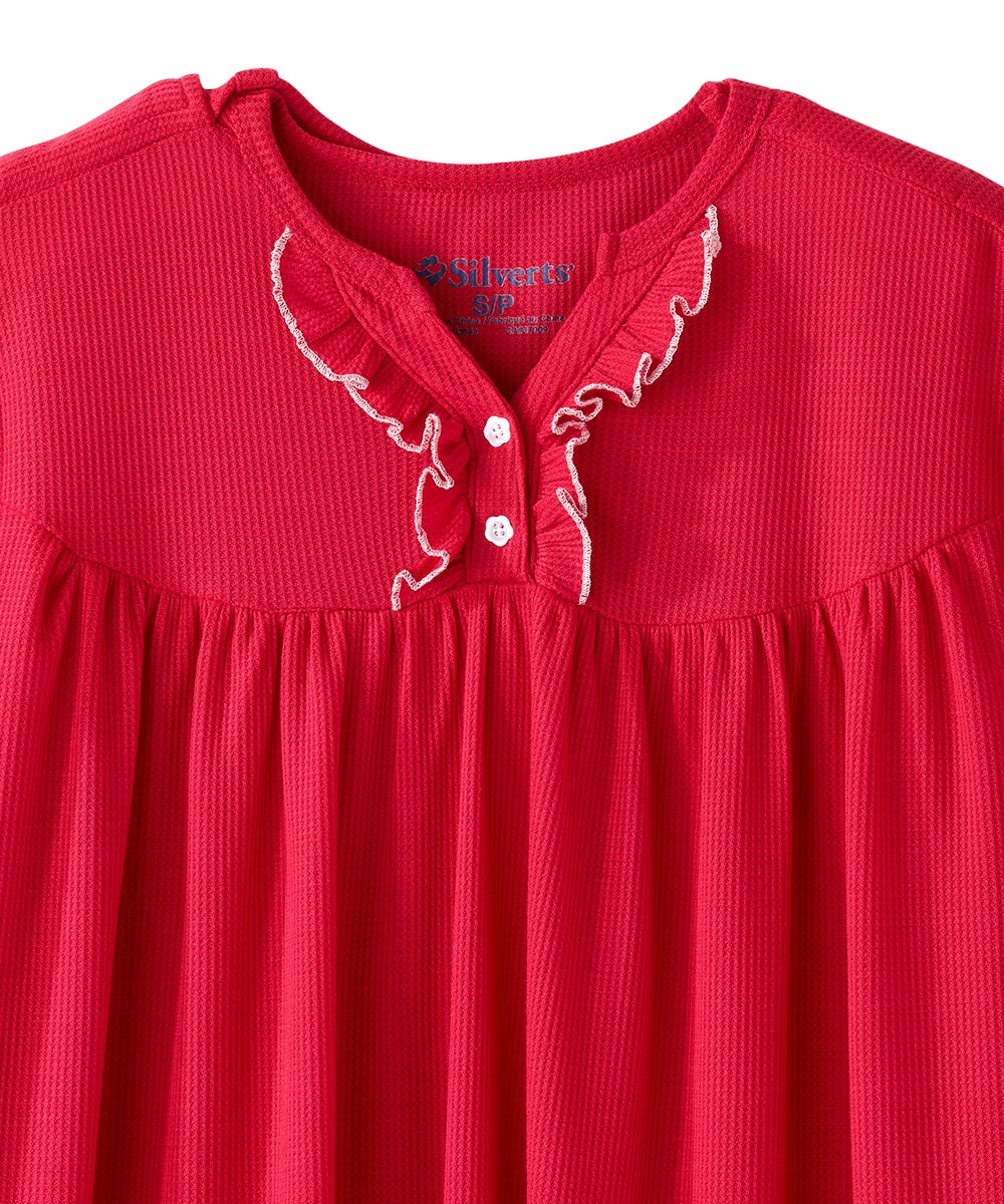 Women's Open Back Waffle Knit Nightgown - Silverts 25