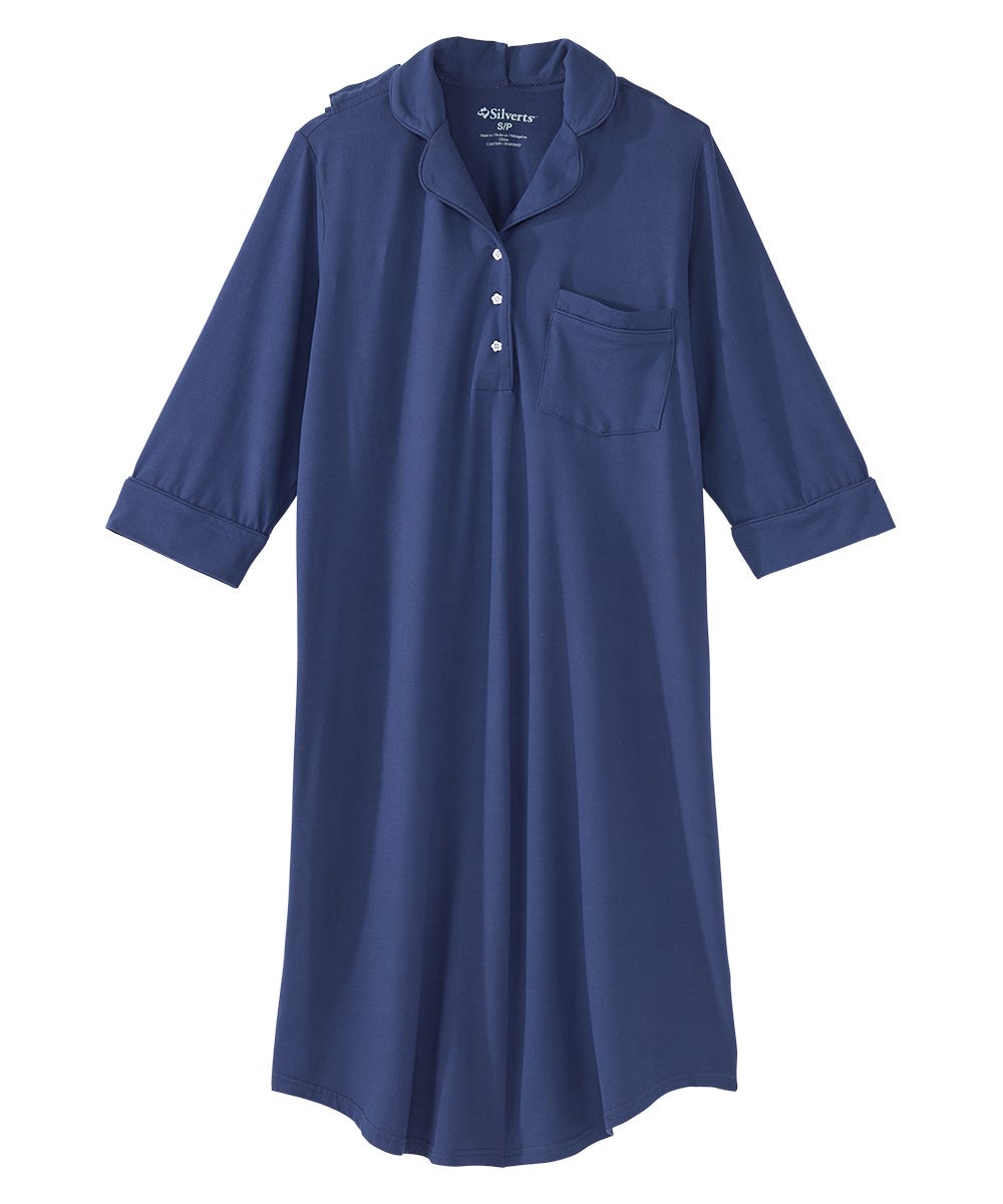 Women's Open Back Collared Nightgown - Silverts 6
