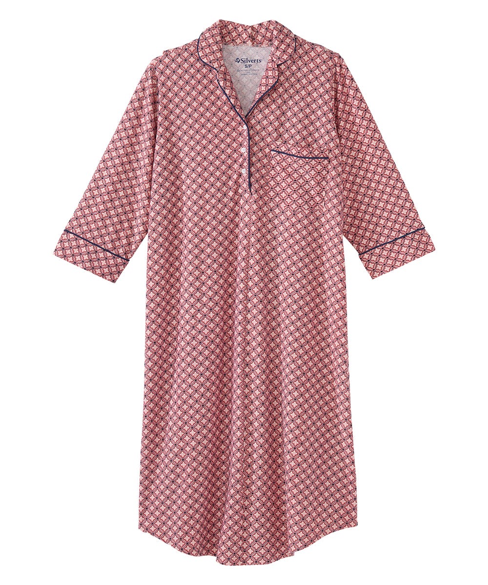 Women's Open Back Collared Nightgown - Silverts 21