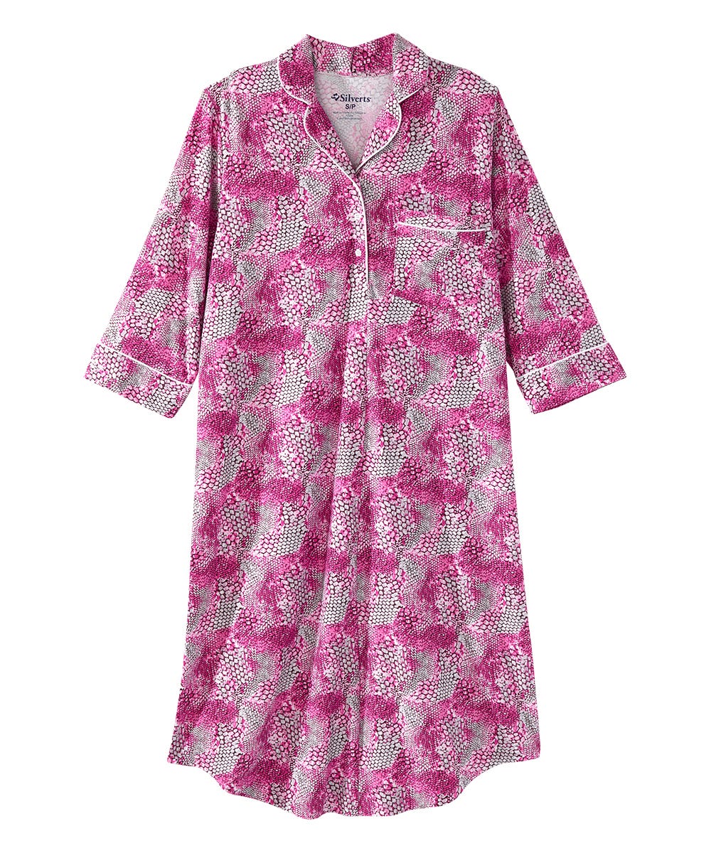 Women's Open Back Collared Nightgown - Silverts 11