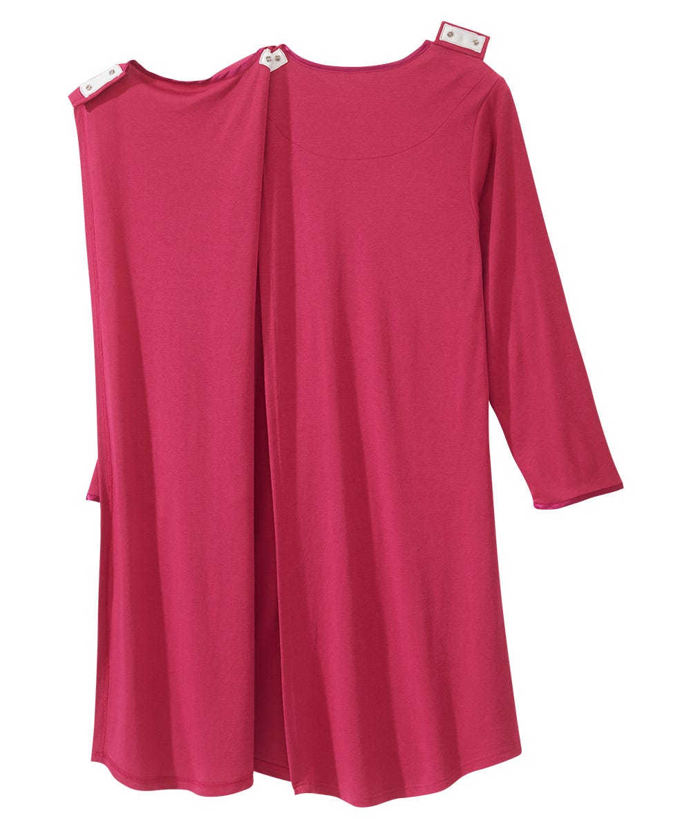 Women's Open Back Henley Nightgown - Silverts 10