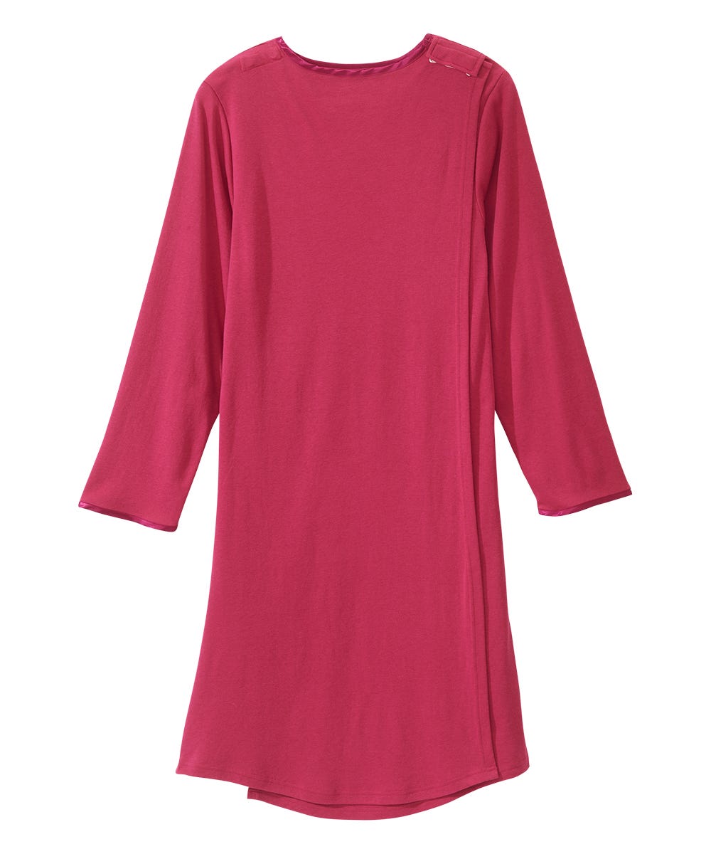 Women's Open Back Henley Nightgown - Silverts 12