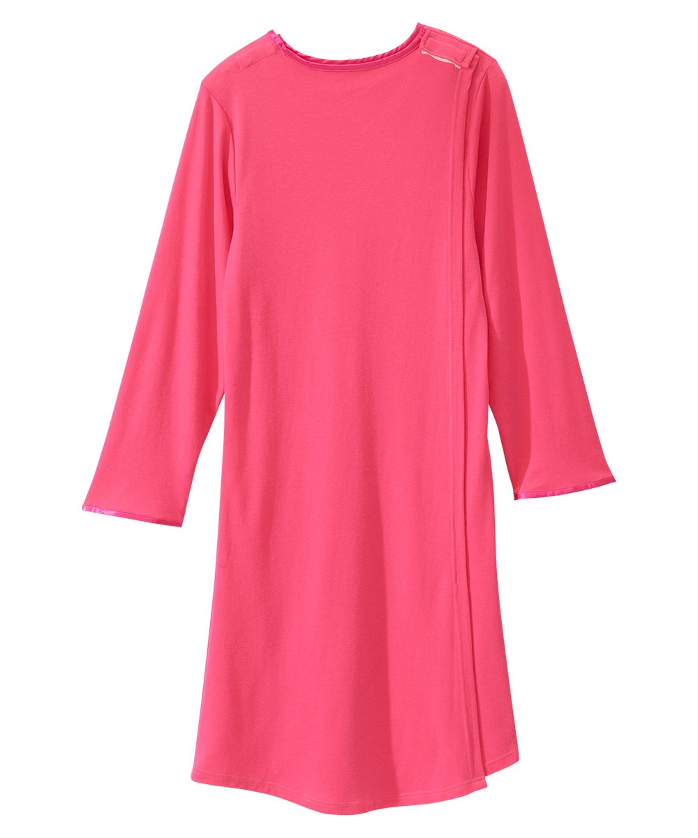 Women's Open Back Henley Nightgown - Silverts 16