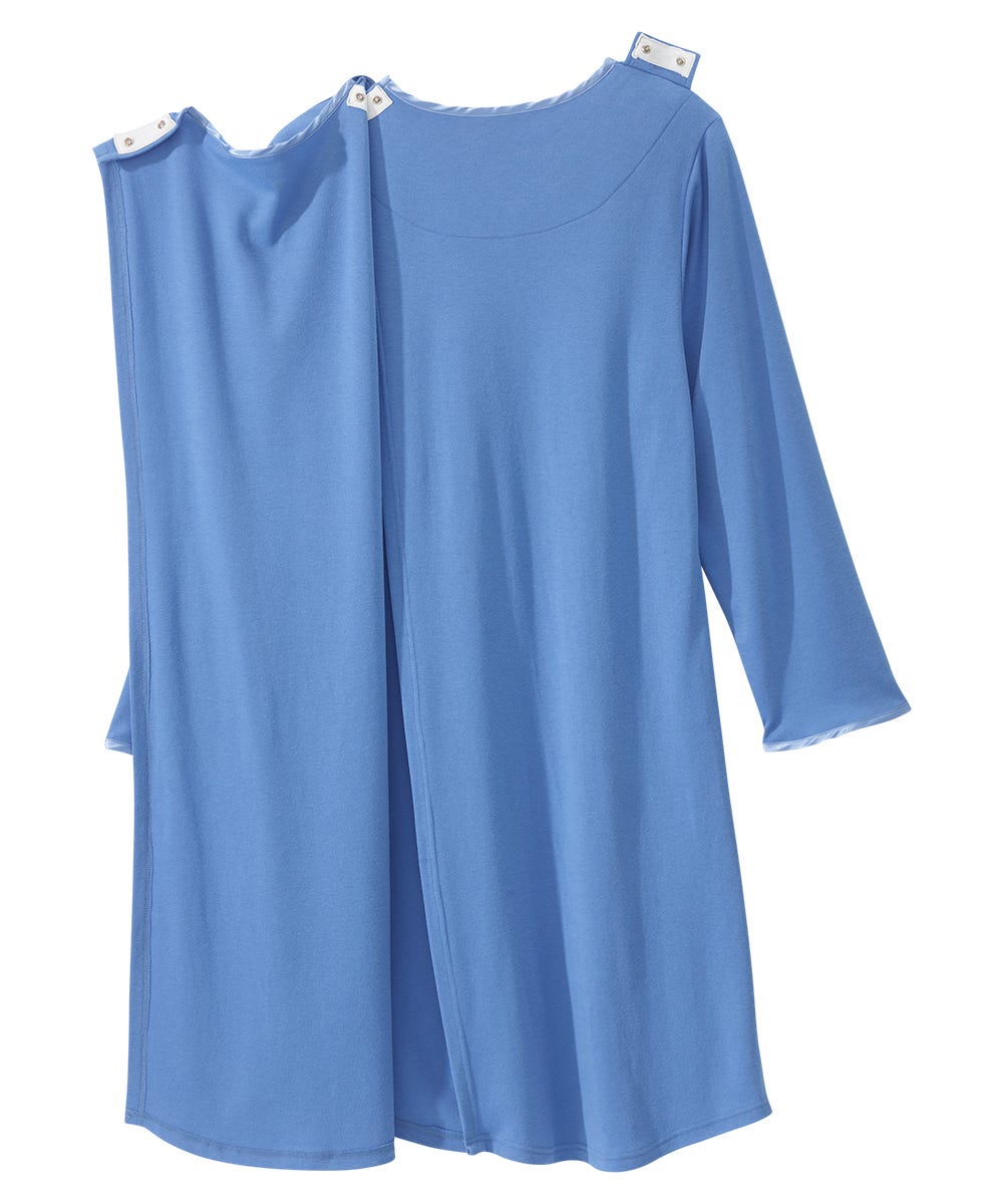 Women's Open Back Henley Nightgown - Silverts 18