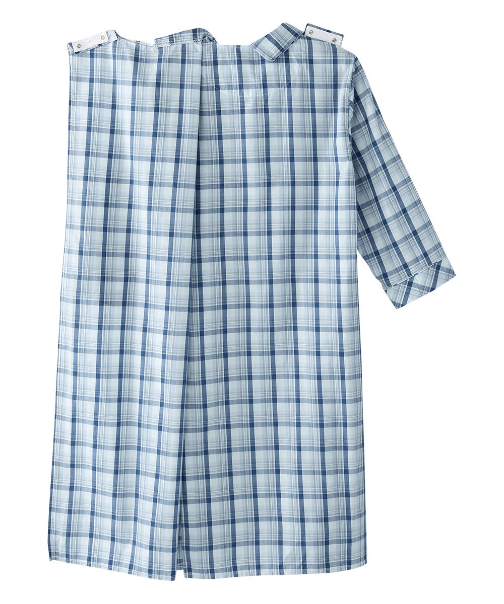 Men's Open Back Collared Nightgown - Silverts 7