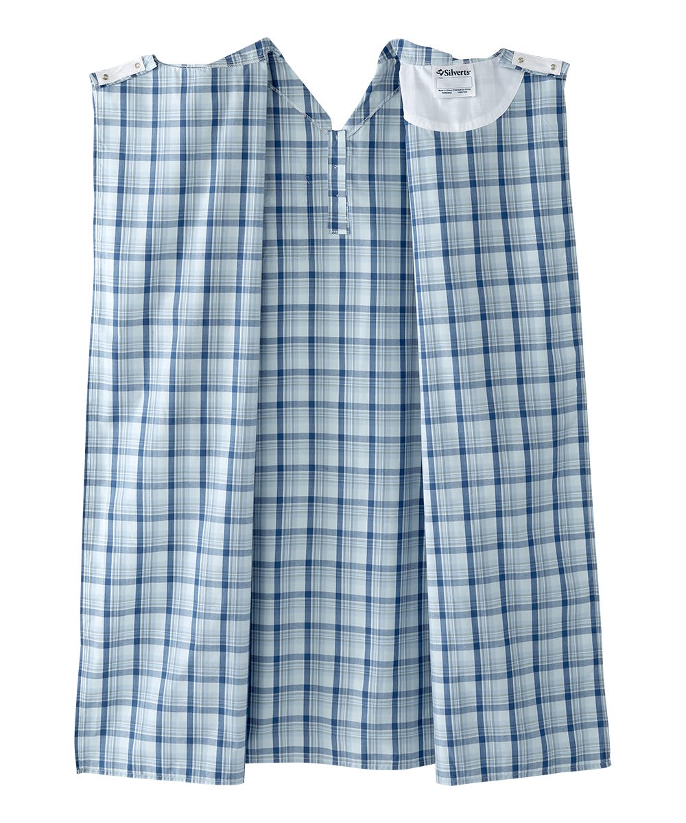 Men's Open Back Collared Nightgown - Silverts 8