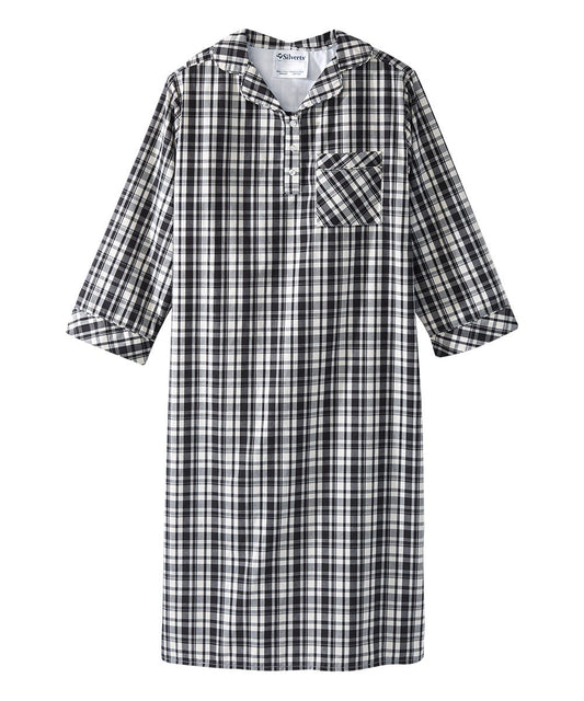 Men's Open Back Collared Nightgown - Silverts 1