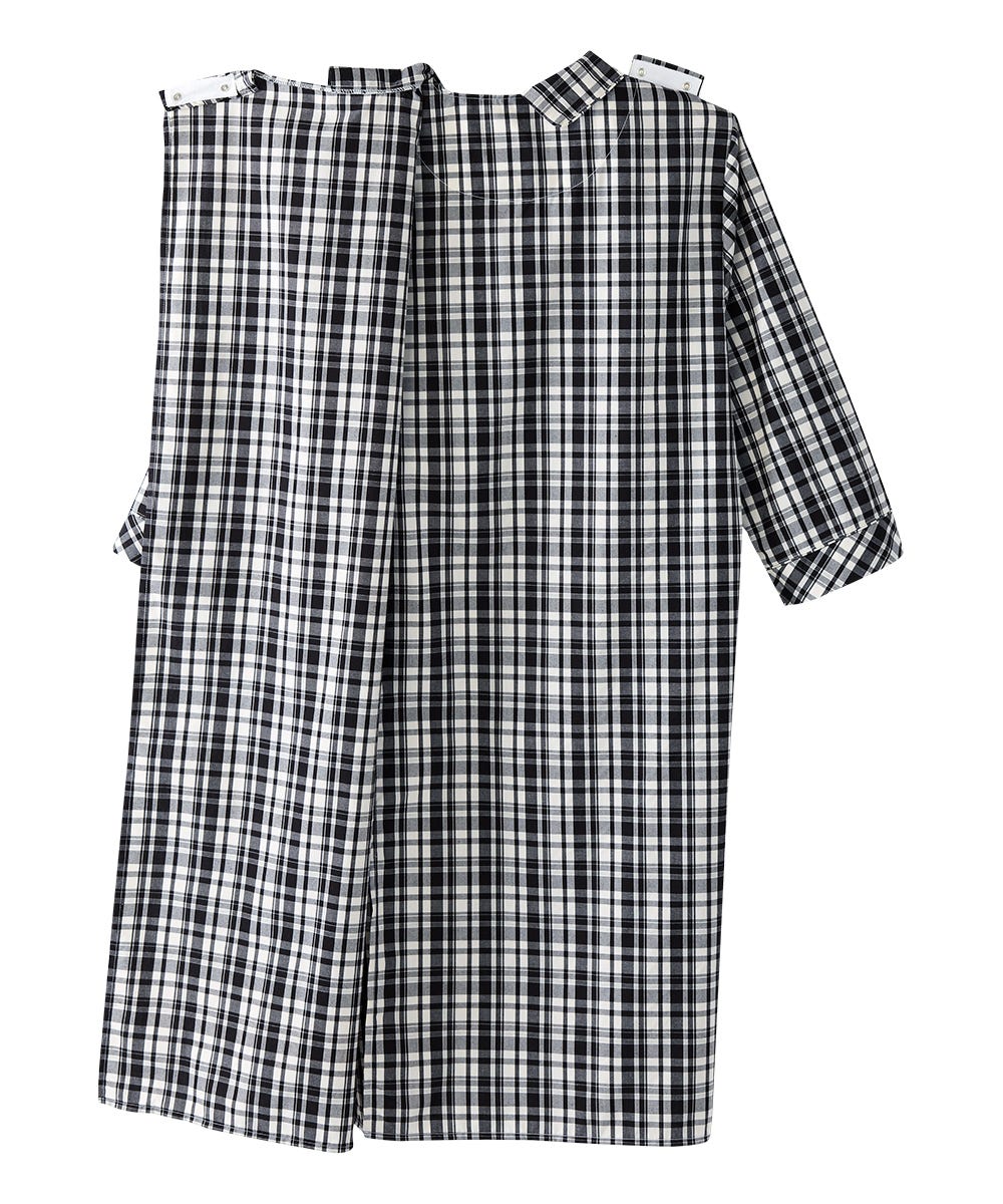 Men's Open Back Collared Nightgown - Silverts 2