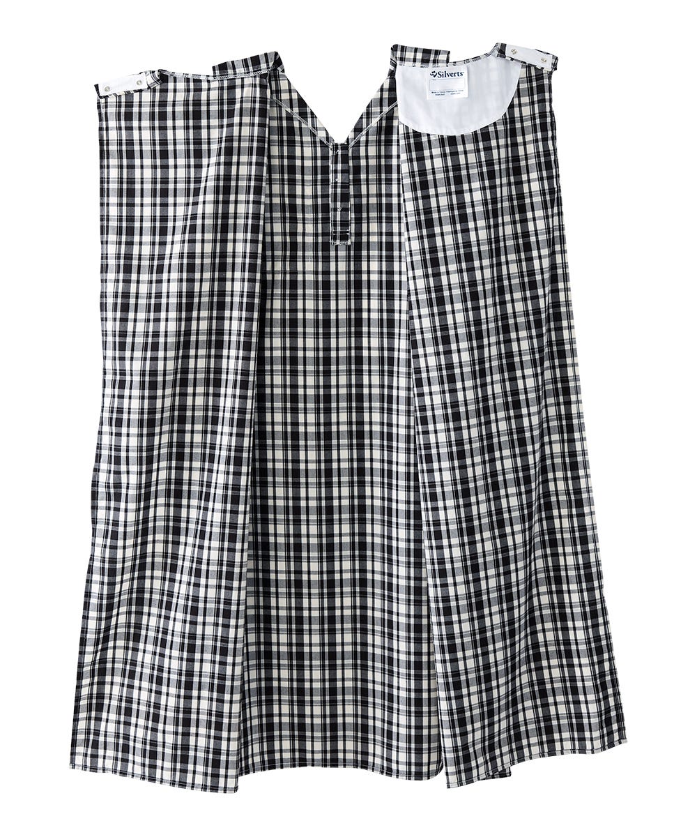Men's Open Back Collared Nightgown - Silverts 3