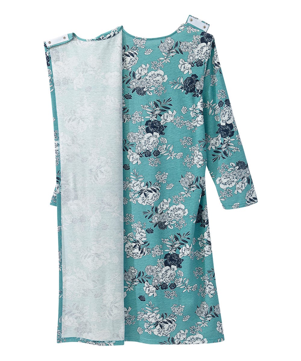 Women's Open Back Long Sleeve Lace Trim Nightgown - Silverts 2