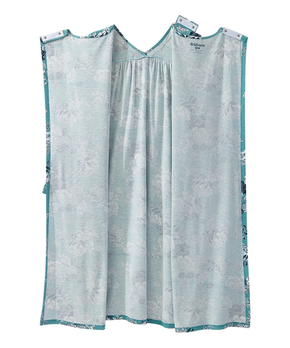 Women's Open Back Long Sleeve Lace Trim Nightgown - Silverts 8