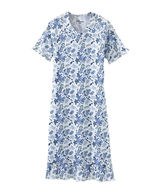 Women's Open Back Ruffle Hospital & Home Care Gown - Silverts 1