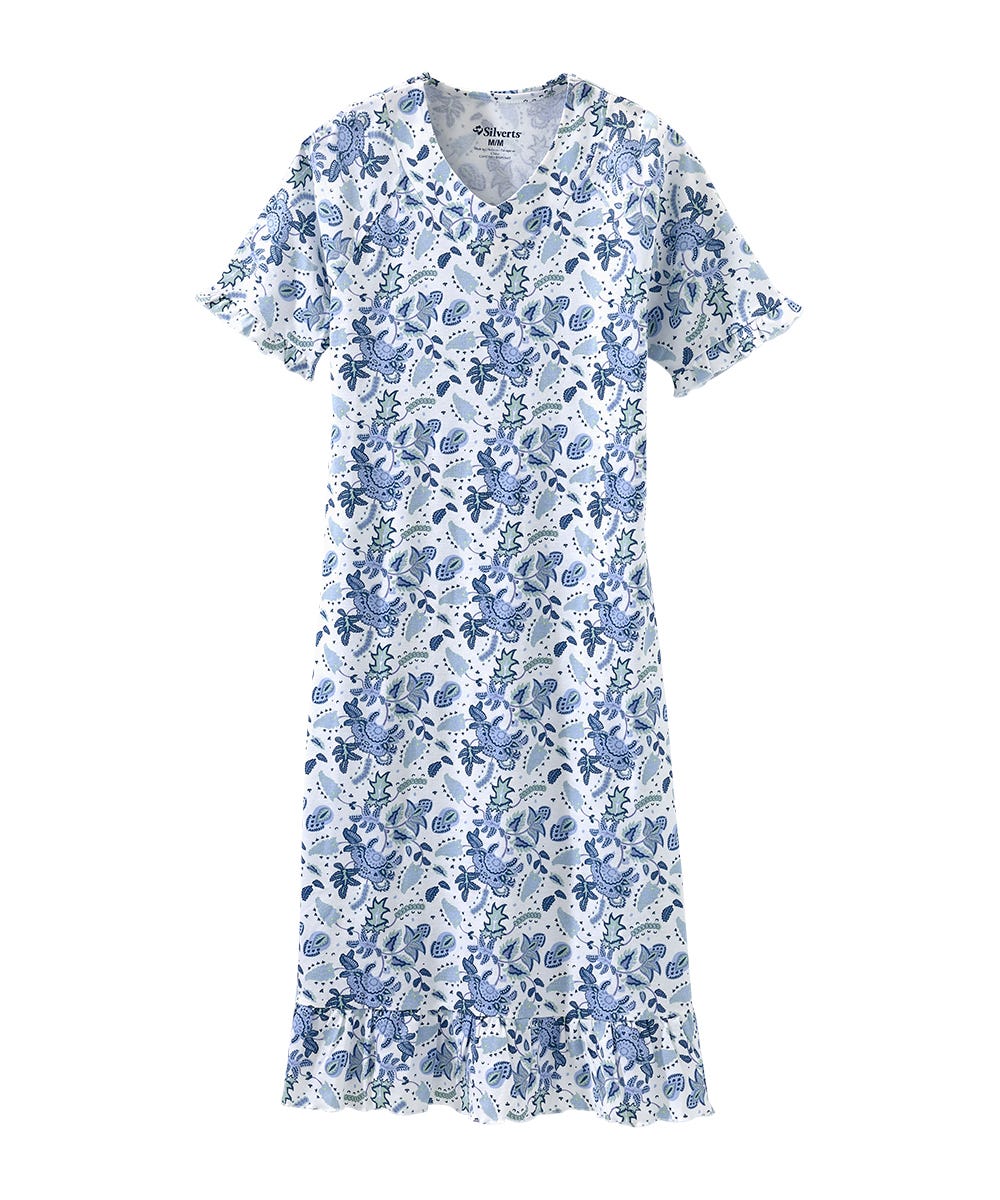 Women's Open Back Ruffle Hospital & Home Care Gown - Silverts 6