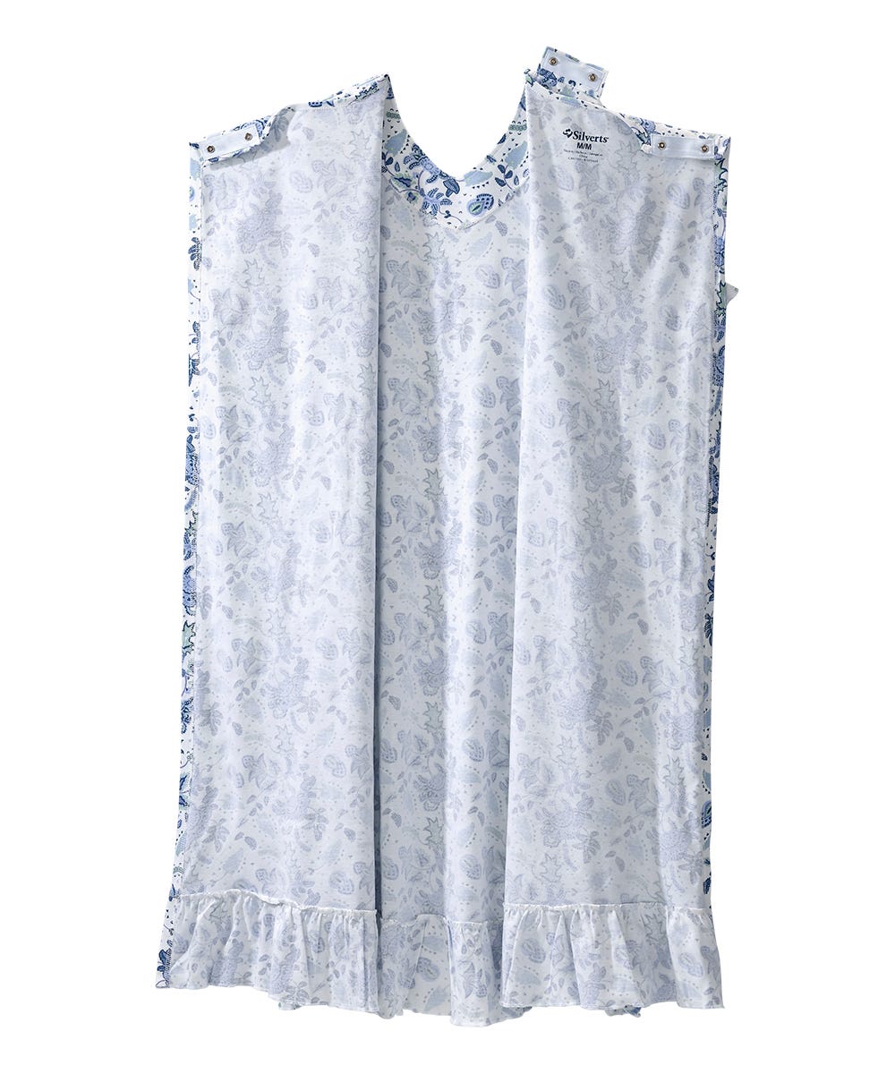 Women's Open Back Ruffle Hospital & Home Care Gown - Silverts 4