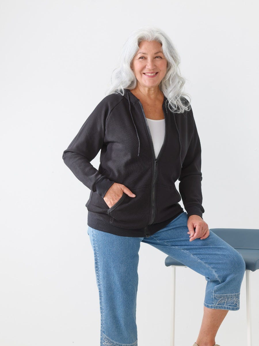 Womens Magnetic-Zipper Hoodie with Pockets - Silverts 64