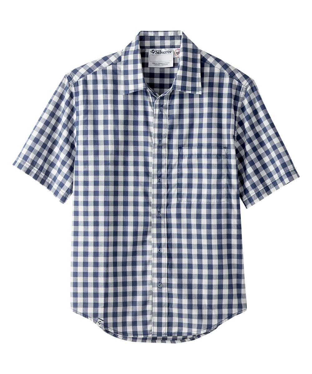 Magnetic Buttons Men's Short Sleeve Shirt - Silverts 13