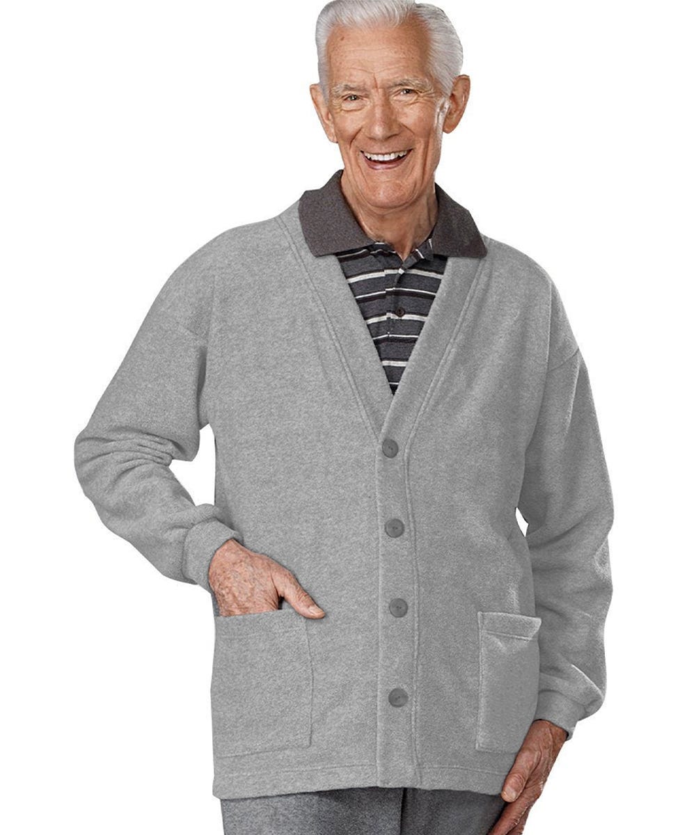Men's Adaptive Soft Fleece Cardigans - Silverts 40