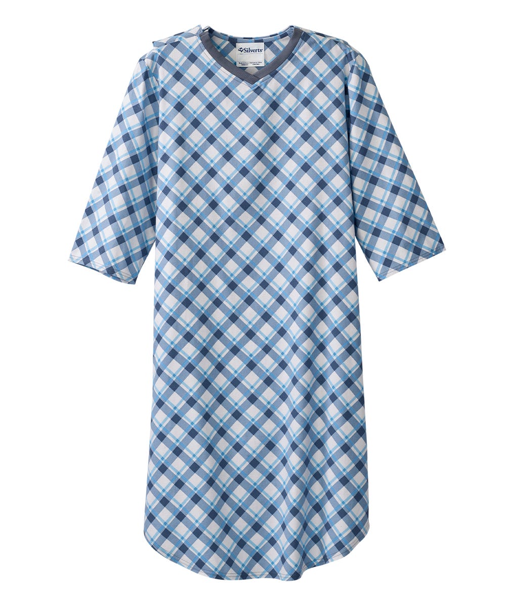 Men's Flannel Hospital & Home Care Gown - Silverts 11