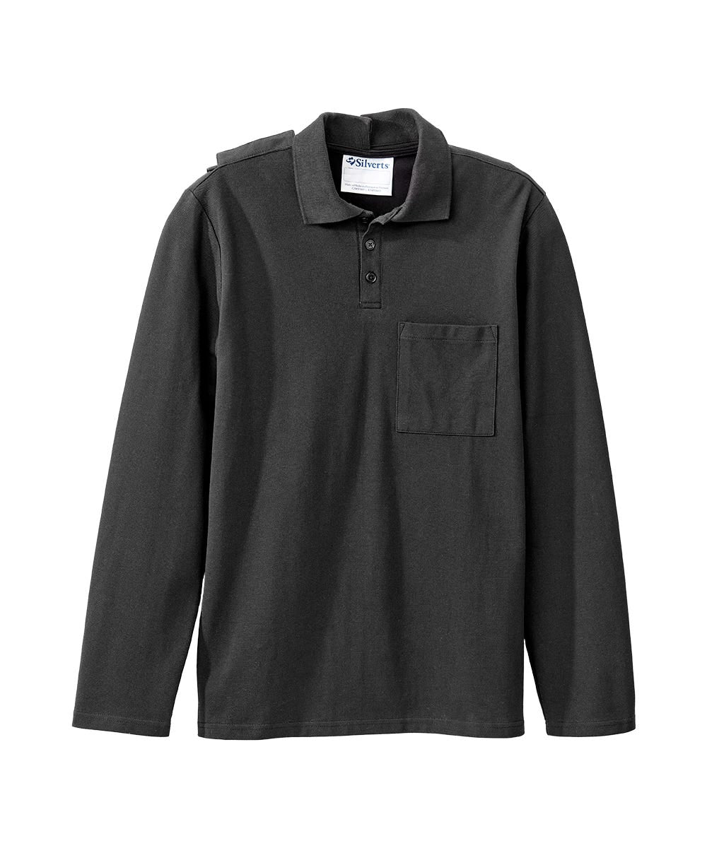 Men's Adaptive Open Back Polo Shirt with Long Sleeves - Silverts 17
