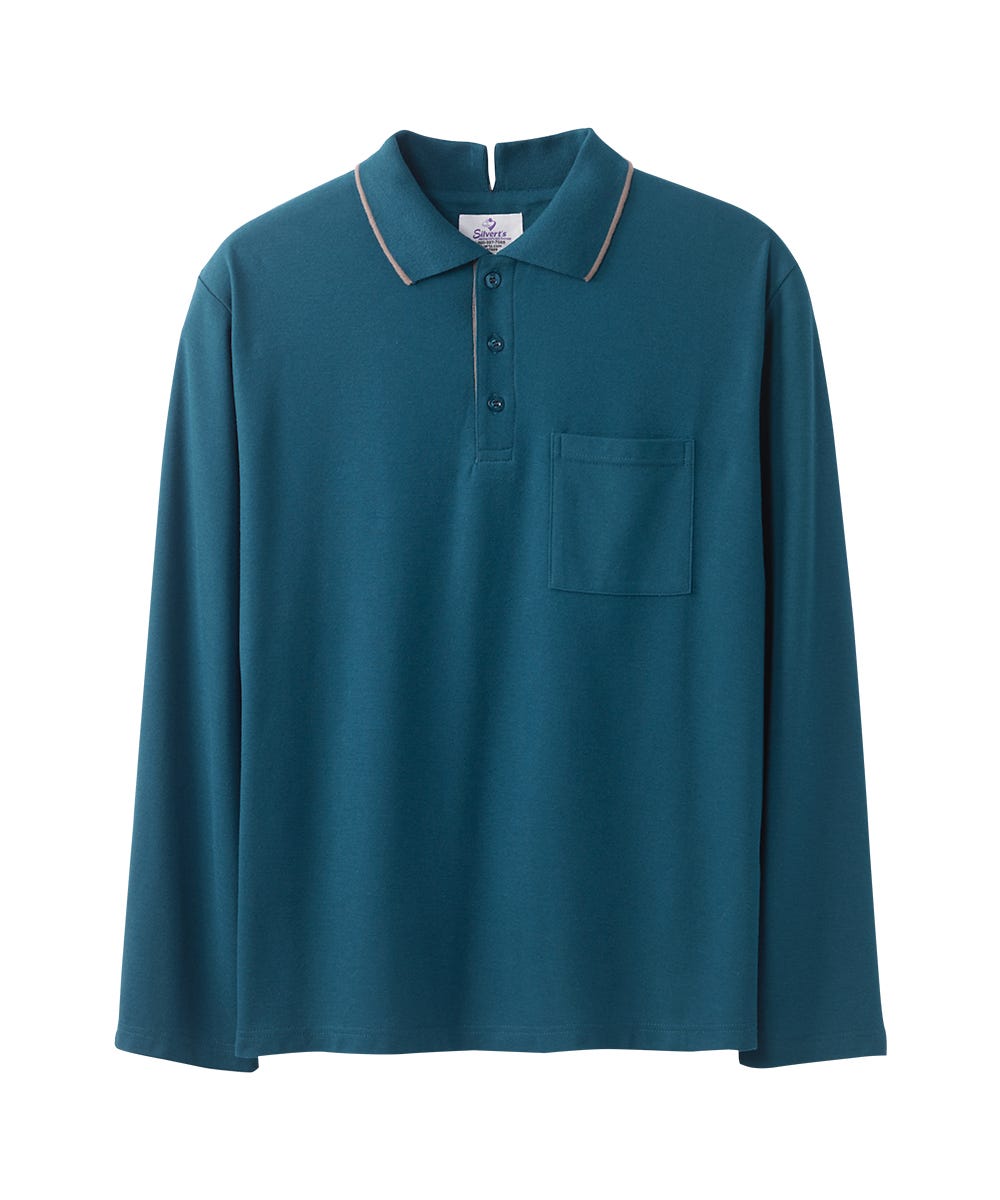 Men's Adaptive Open Back Polo Shirt with Long Sleeves - Clearance - Silverts 11